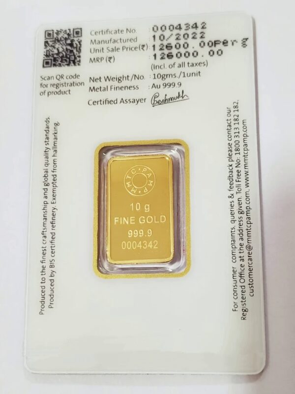 24k 999.9 Pure Golden 10GM ROSE GOLD BAR - Image 2