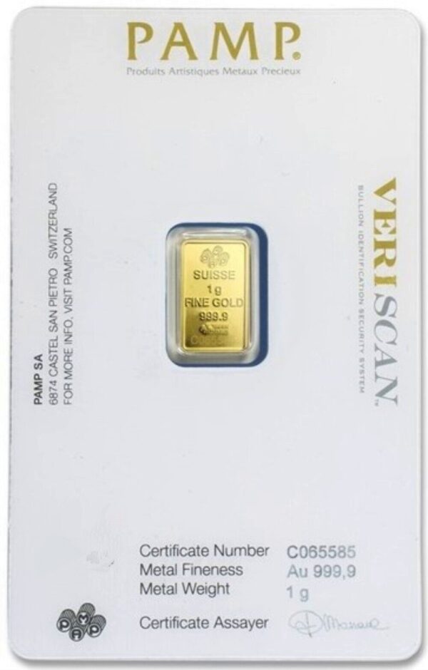 PAMP Suisse Fortuna 1 gram 9999 Gold Bar - Sealed Assay Card - In Stock - Image 2