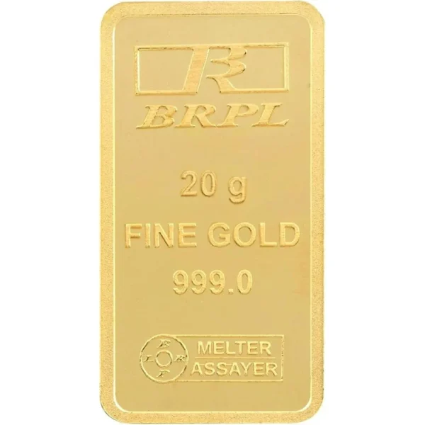 Rectangular 20Gm BRPL 999.0 Bullion Fine Gold Bar