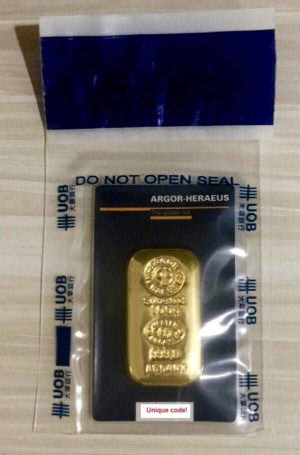 Argor Heraeus 999.9 Au Gold Bullion Weight 100 Grams