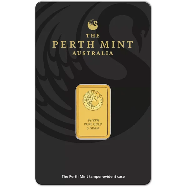 5 gram Gold Bar - Perth Mint - 99.99 Fine in Assay