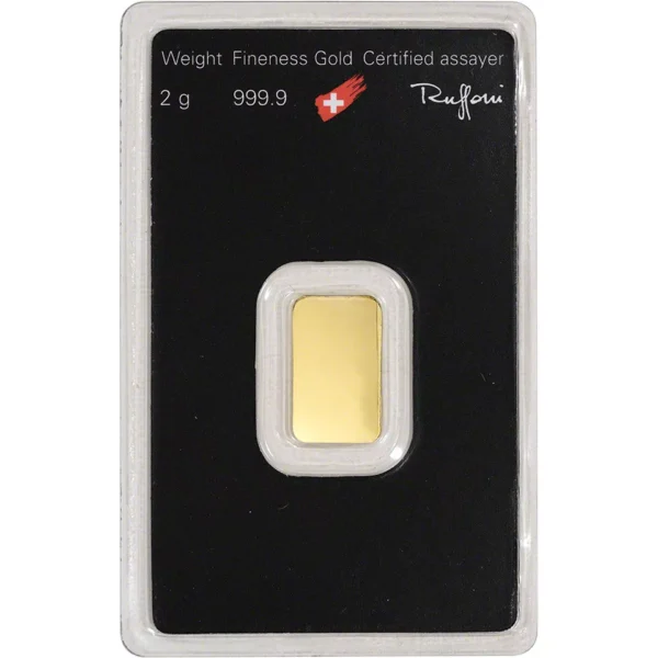 2 gram Gold Bar - Argor Heraeus - 999.9 Fine in Assay - Image 2